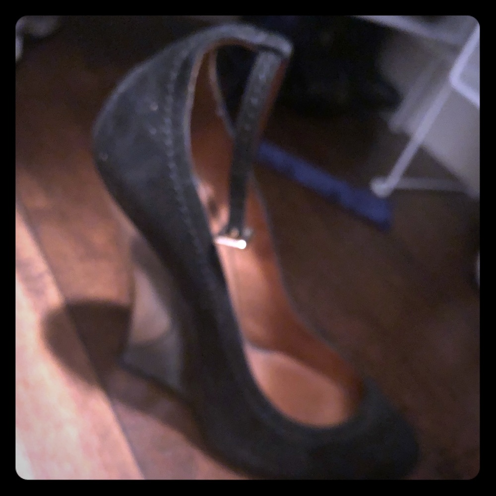 Giorgio Armani black suede wedges